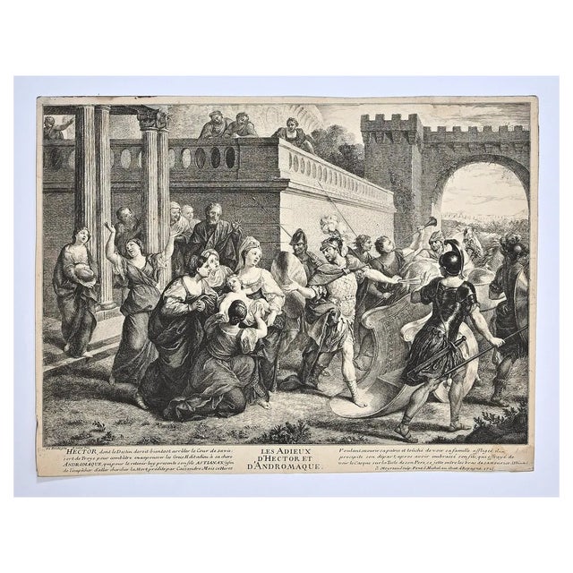 Jean Moyreau, Les Adieux d'Hector d'Andromaque, Etching, 18th Century For Sale