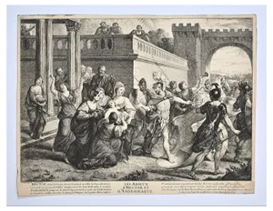 Jean Moyreau, Les Adieux d'Hector d'Andromaque, Etching, 18th Century