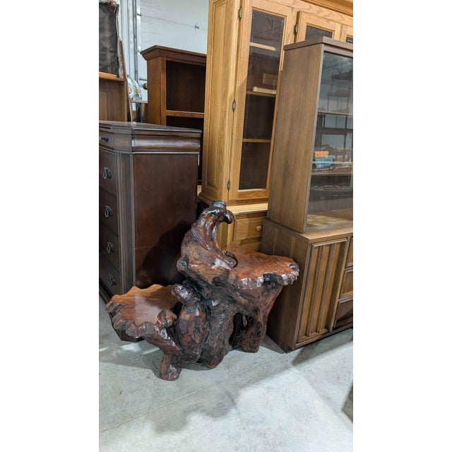 Wood Carved Burl Wood Pedestal Plant Sculpture Stand / Coffee Table For Sale - Image 7 of 7