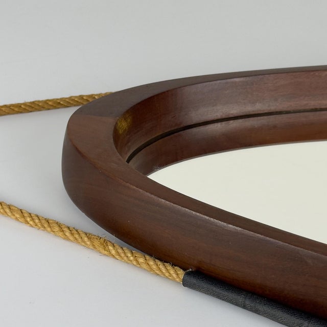 Mid-Century Wall Mirror in Teak, Italy, 1960s For Sale - Image 9 of 18