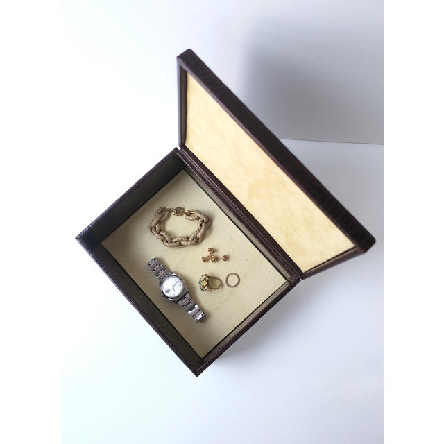 Late 20th Century Leather Jewelry Box Crocodile Style, Ralph Lauren Style, Circa 1990s For Sale - Image 5 of 15