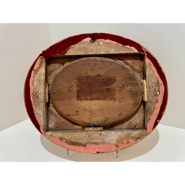 Gold Antique Oval Oil Painting Coastal Genre Scene Gilt Wood Frame 19th Century For Sale - Image 8 of 8