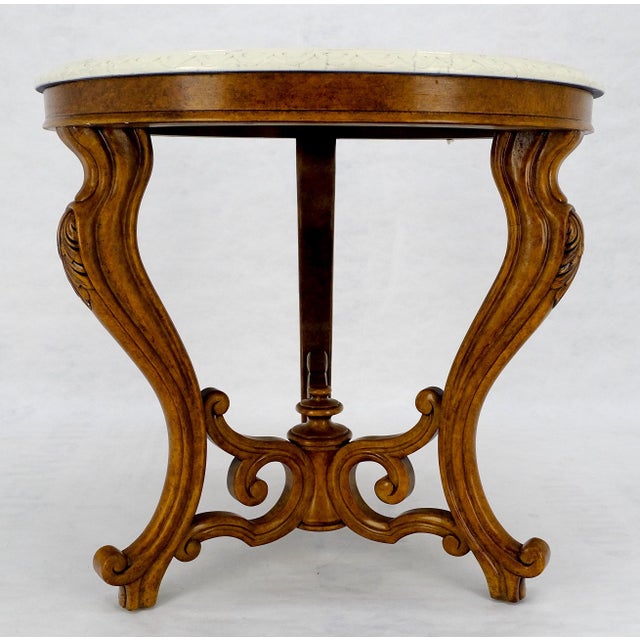 Fine Carved Wood Base Marble Top 31” Diameter Gueridon Center Table Widdicomb For Sale - Image 14 of 18