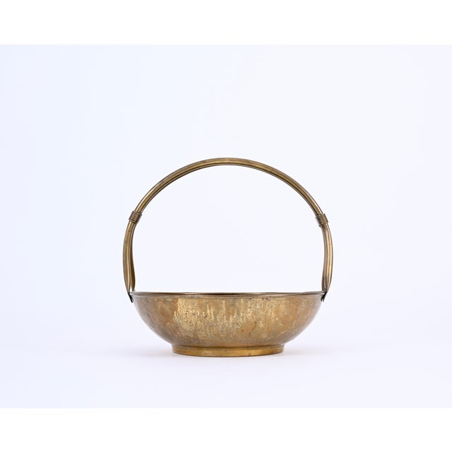 Italian Basket Magazine Rack in Brass, Italy, 1940s For Sale - Image 3 of 18
