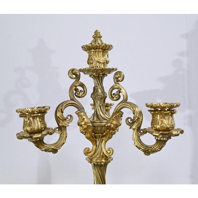 Restauration Gilded Bronze Candelabras, Early 19th Century, Set of 2 For Sale - Image 6 of 18