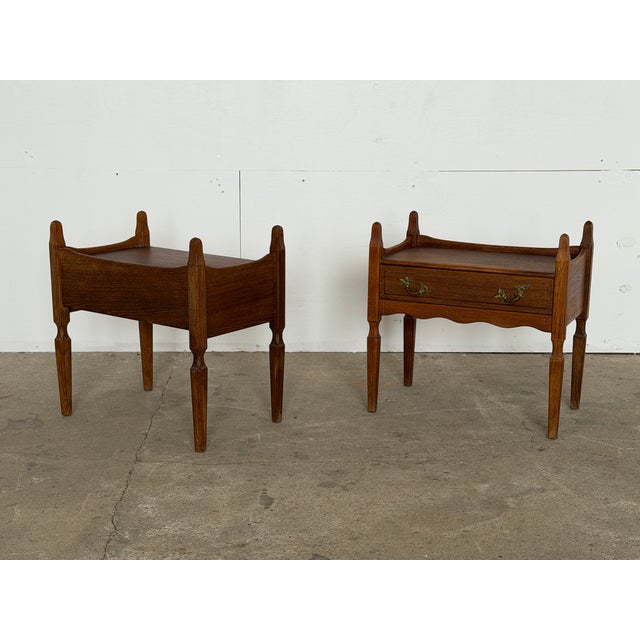 Danish Brutalist Oak Bedside Tables by Henning Kjærnulf, 1960s, Set of 2 For Sale - Image 4 of 11