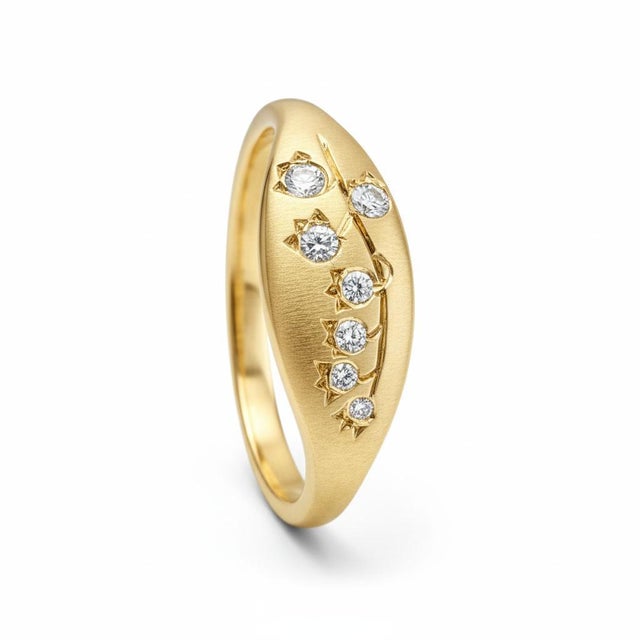 Lily of the Valley Silver, Gold Ring, Size 8 For Sale - Image 6 of 7