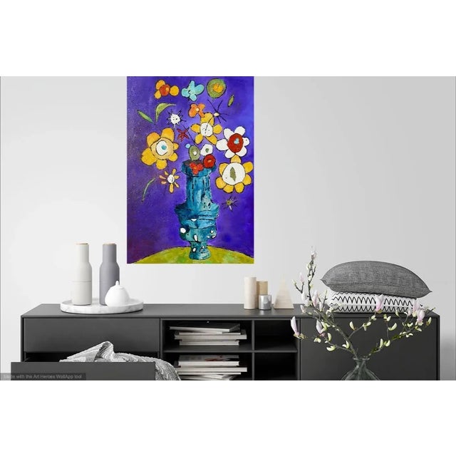 Purple "Spring Flowers" Monumental Oil Painting For Sale - Image 8 of 8