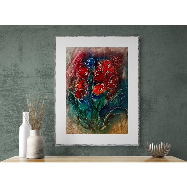 “Full Bloom” Mixed Media 1950’s Syracuse Ny Signed but Artist Unknown For Sale In Seattle - Image 6 of 6