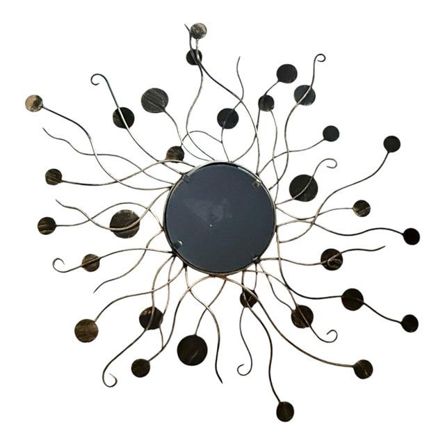 Sculptural Metal Sunburst Mirror With Convex Center For Sale In Dallas - Image 6 of 7