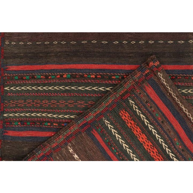 Textile Vintage Persian Twin Kilim Runners in Aubergine With Red Stripes - Rug & Kilim For Sale - Image 7 of 7