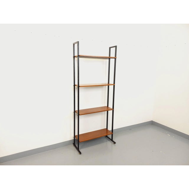Vintage Italian Modular Teak and Metal Bookcase, 1960s For Sale - Image 12 of 14