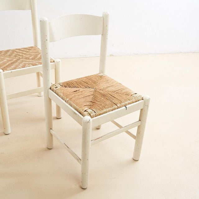 Set of four white woven wooden chairs height: 82 width: 41 seat height: 46 additional information style: vintage...