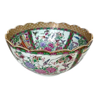 Mid 20th Century Centerpiece 16 1/2" Diameter "Chinese Export" Bowl. Famille Rose For Sale