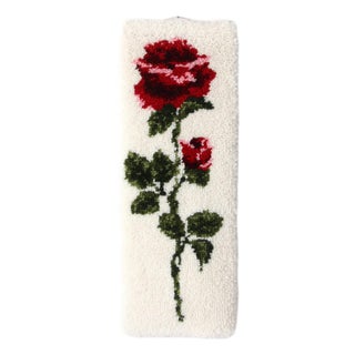 Vintage Shillcraft Latch Hook Rose Wall Hanging For Sale