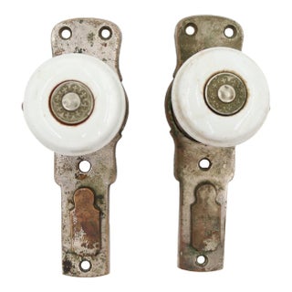 Antique 1870s Gilbert Patent Lever Door Knob Set For Sale