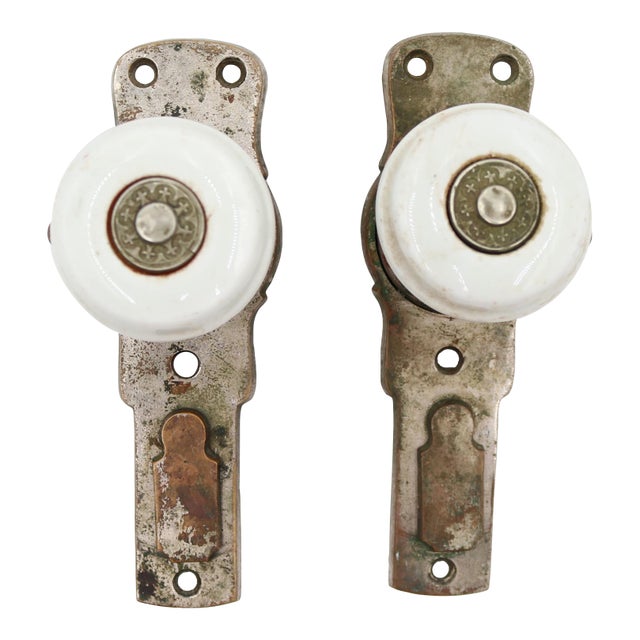 Antique 1870s Gilbert Patent Lever Door Knob Set For Sale