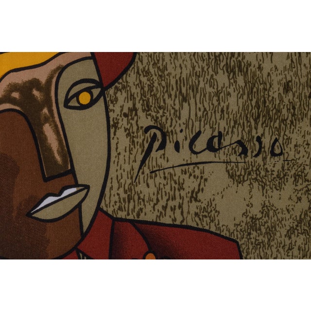 French Picasso Silk Scarf, Framed, Man With a Pipe, For Sale - Image 3 of 7