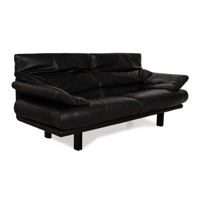 Alanda Two Seater Black Leather Sofa by Paolo Piva for B&b Italia / C&b Italia For Sale - Image 11 of 17