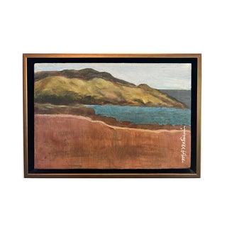 “Within Reach" Contemporary Impressionist Landscape/Waterscape With California Hills in Green, Blue by Mill Valley Artist Mary Anne McKernie For Sale