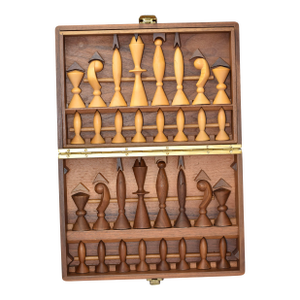 Anri Space Age Chess Set by Elliott Walnut Maple 1950 Italy, No Board