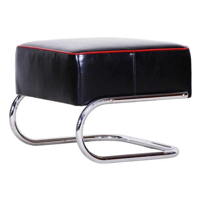 Bauhaus Black Tubular Stool by Robert Slezak, 1930s For Sale