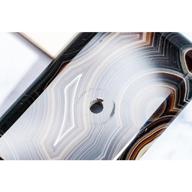 Stone Mesmerizing Antique Victorian Polished Agate Stone Desk Ink Blotter For Sale - Image 7 of 13