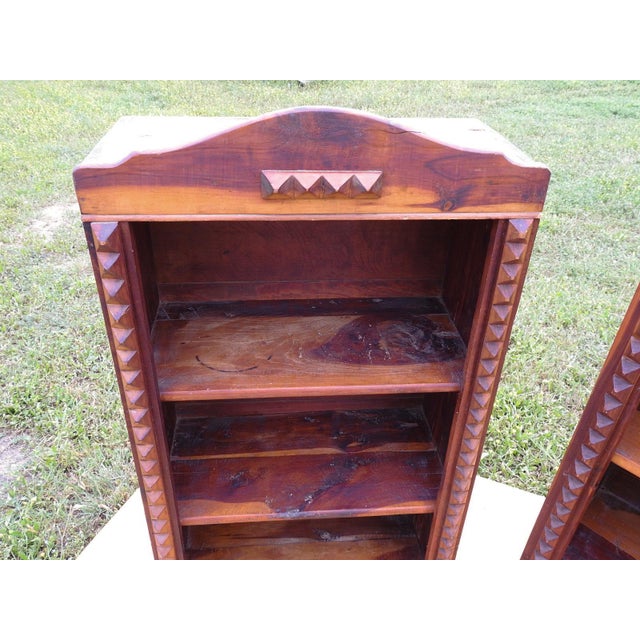 Vintage Rustic Folk Art Handmade Cedar Bookcase Shelf a Pair Chairish