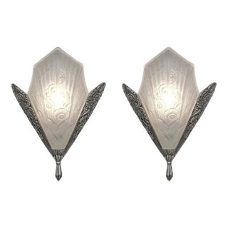 A Pair of French Art Deco Wall Sconces by Ejg Jean Gauthier 1920s France - 3 Pairs Available For Sale