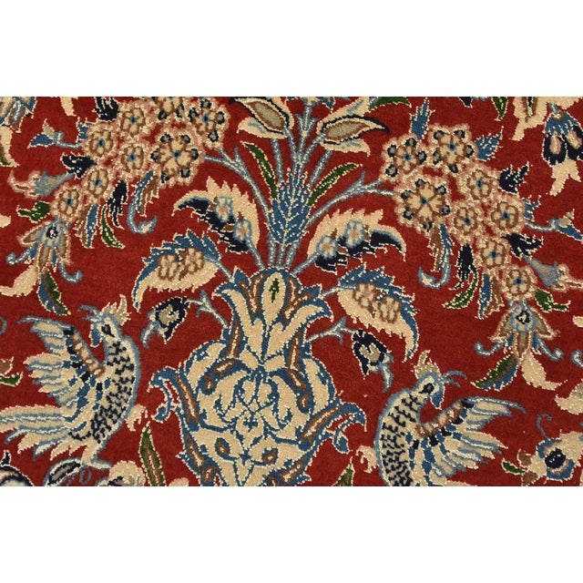 Nain Rug 2’8” X 2′ Red Wool/Silk Vintage Traditional Hand-Knotted Carpet For Sale - Image 4 of 8