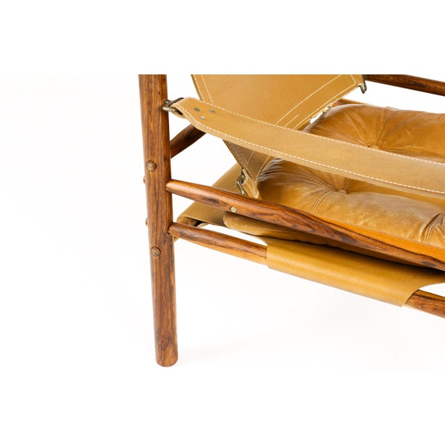 1960s Danish Modern Mid Century Rosewood Sirocco Lounge Chair – Arne Norell — Tan Leather Sling For Sale - Image 9 of 11