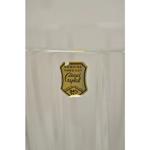Vintage Modern Lead Crystal Glass 12" Fluted Flower Vase, Poland For Sale In Philadelphia - Image 6 of 10