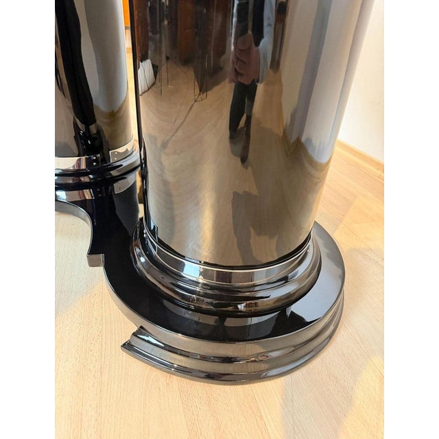 Art Deco Dining Table in Black Piano Lacquer and Metal, 1930 For Sale - Image 9 of 18