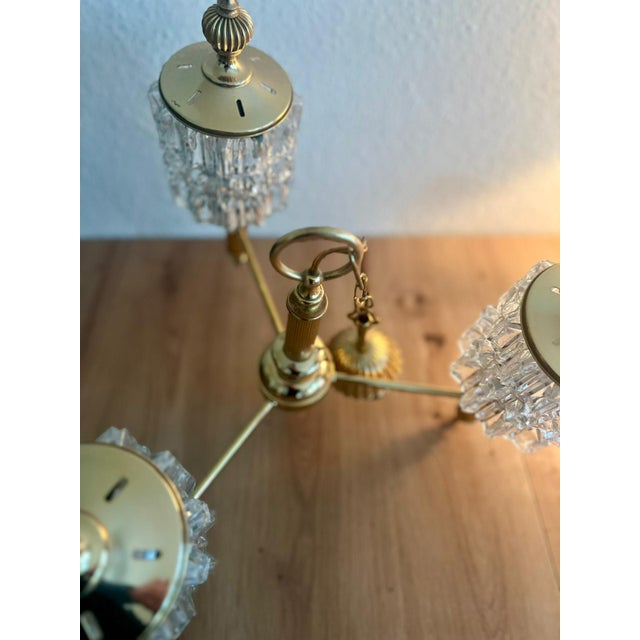 Brass 3-Arm Chandelier, 1970s For Sale - Image 16 of 18