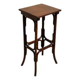 Vienna Secession Bent Oak Pedestal Tall Side Table Plant Stand Attributed to Thonet For Sale