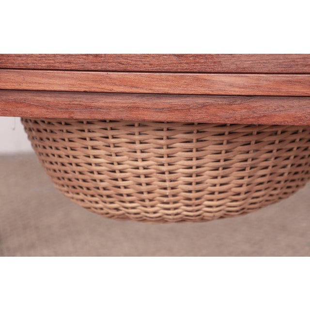 Vintage Danish Teak and Rattan Sewing Table by Johannes Andersen for Uldum Møbelfabrik, 1960s For Sale - Image 9 of 14