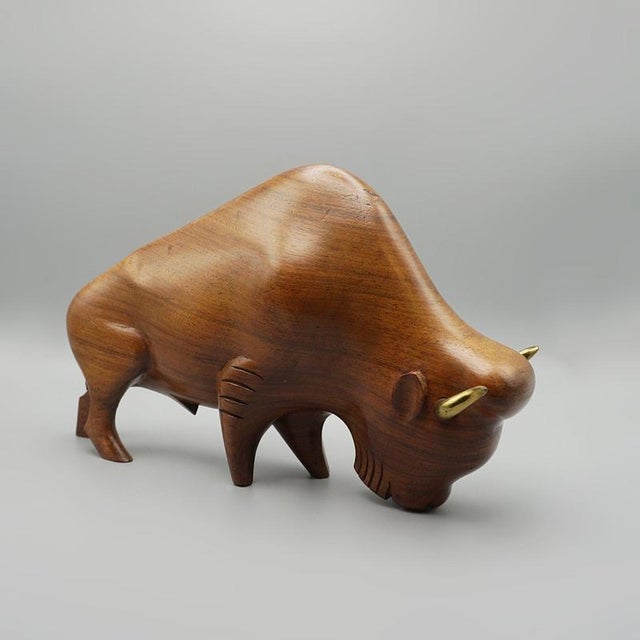 Carved Bison by Laszlo Hoenig, 1930s For Sale - Image 3 of 9