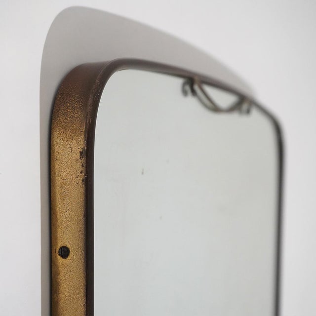 Metal Wall Mirror with Brass Frame, 1950s For Sale - Image 7 of 13