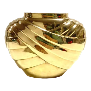 Vintage Hollywood Regency Solid Brass Vase – Art Deco Style Brass Vessel