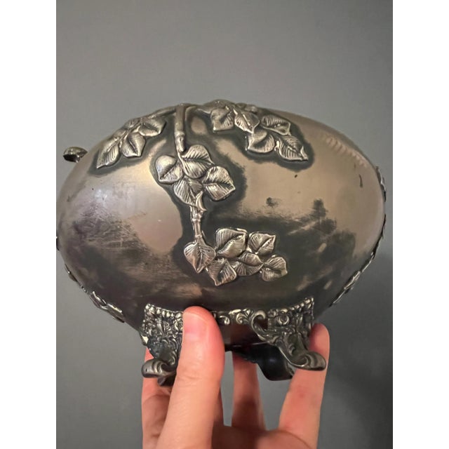 Art Nouveau Antique Ornate Quadruple Plate Footed Bowl For Sale - Image 3 of 12