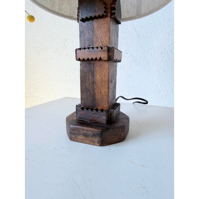 1950s Brutalist Oak Table Lamp, 1950s For Sale - Image 5 of 18