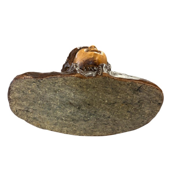 Coffee 1971 Vintage Glazed Art Bust Sculpture Attributed to Robert Cole For Sale - Image 8 of 8
