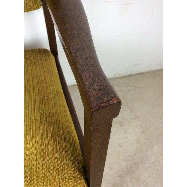 Brown Mid Century Modern Arm Chair With Vintage Green Upholstery For Sale - Image 8 of 12