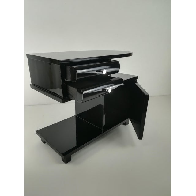 Art Deco Architectural Black Nightstand, Austria, 1920s For Sale - Image 4 of 8