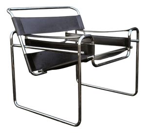 Wassily B3 Armchair in Chrome and Black Leather by Marcel Breuer