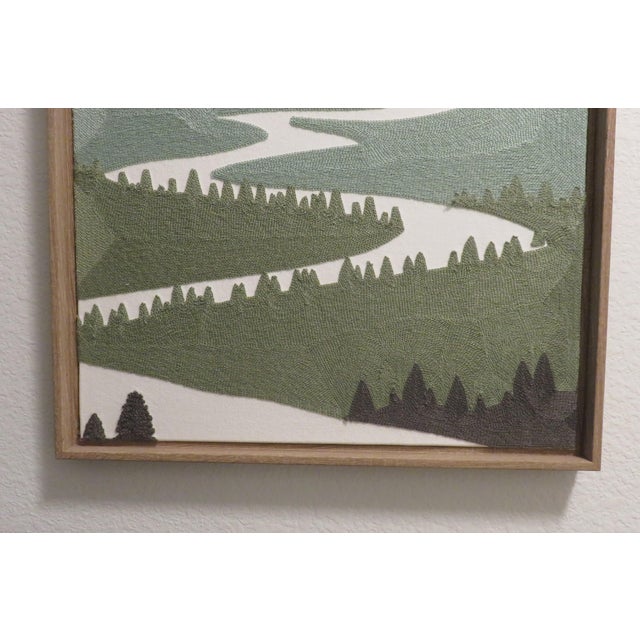 Textile Embroidered Woven Wall Art Set Mountain & Sun Decor New Bp Home 18.5 in X 26.5 In For Sale - Image 9 of 11