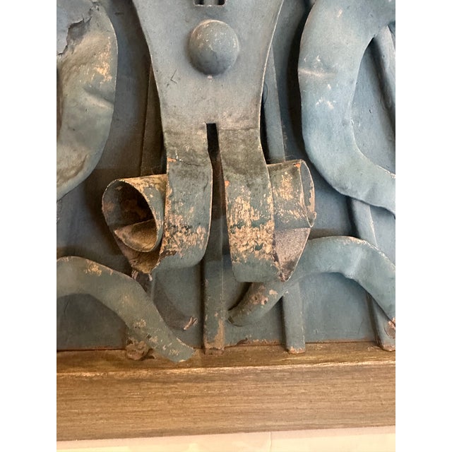 Verdigris Framed Iron Architectural Fragments With Verdigris Patina- A Pair For Sale - Image 8 of 11