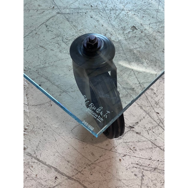 Fontana Arte Vintage Modern Rolling Glass Coffee Table by Gae Aulenti for Fontana Arte For Sale - Image 4 of 7