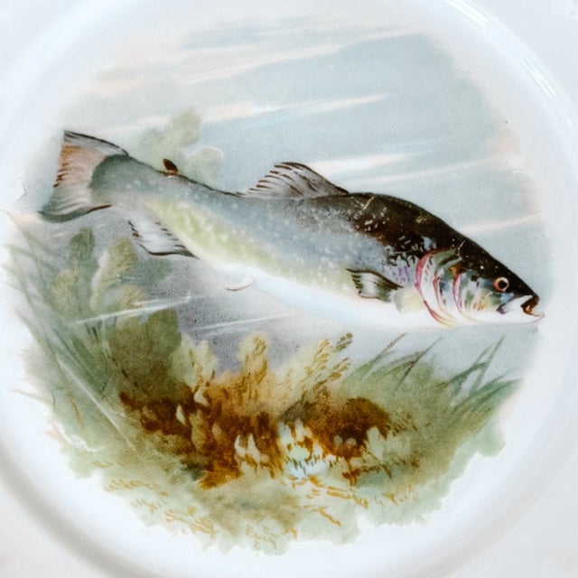 Antique Continental Porcelain Fish Plates – Set of 6 For Sale - Image 12 of 14