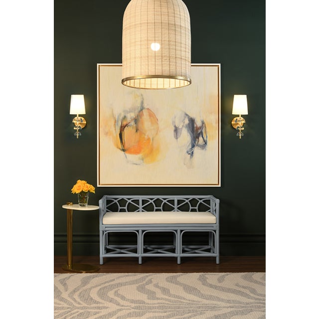 Matthew Izzo Home - Ferguson Light Blue Bench With Ivory Performance Linen Cushion For Sale In New York - Image 6 of 9